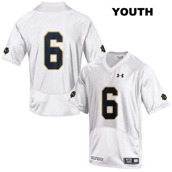 Youth NCAA Notre Dame Fighting Irish #6 Tony Jones Jr. Stitched College Under Armour Authentic White No Name Football Jersey EL10M02UM